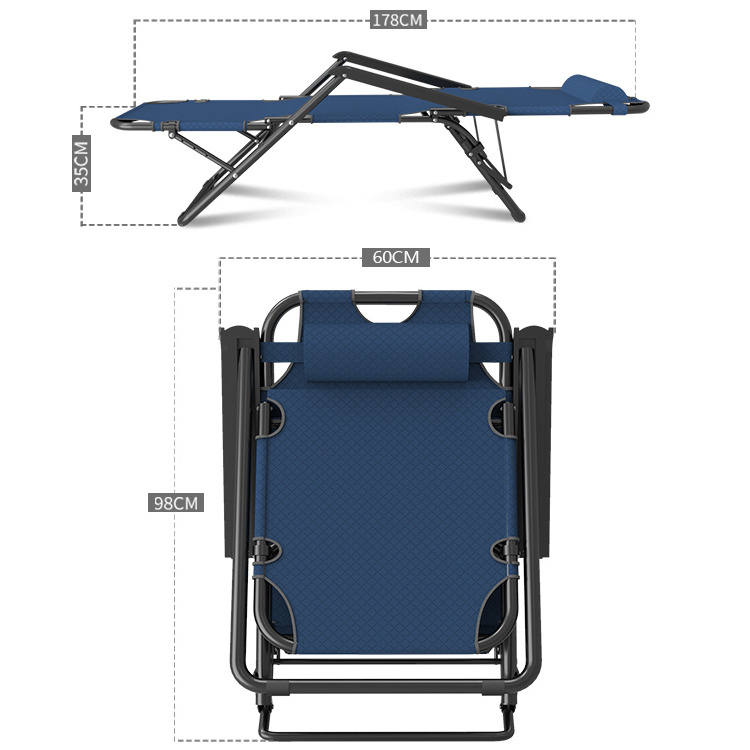 Outdoor Dual-Purpose Portable  Adjustable Foldable Cheap Metal Lounge  Zero Gravity Chair Beach Chairs Bed Recliner