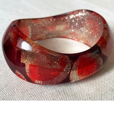 Vintage Chunky Transparent Red Silver Indian Bangle Unique Classic Handmade Wide Statement Cuff Bracelet Jewelry Irregular