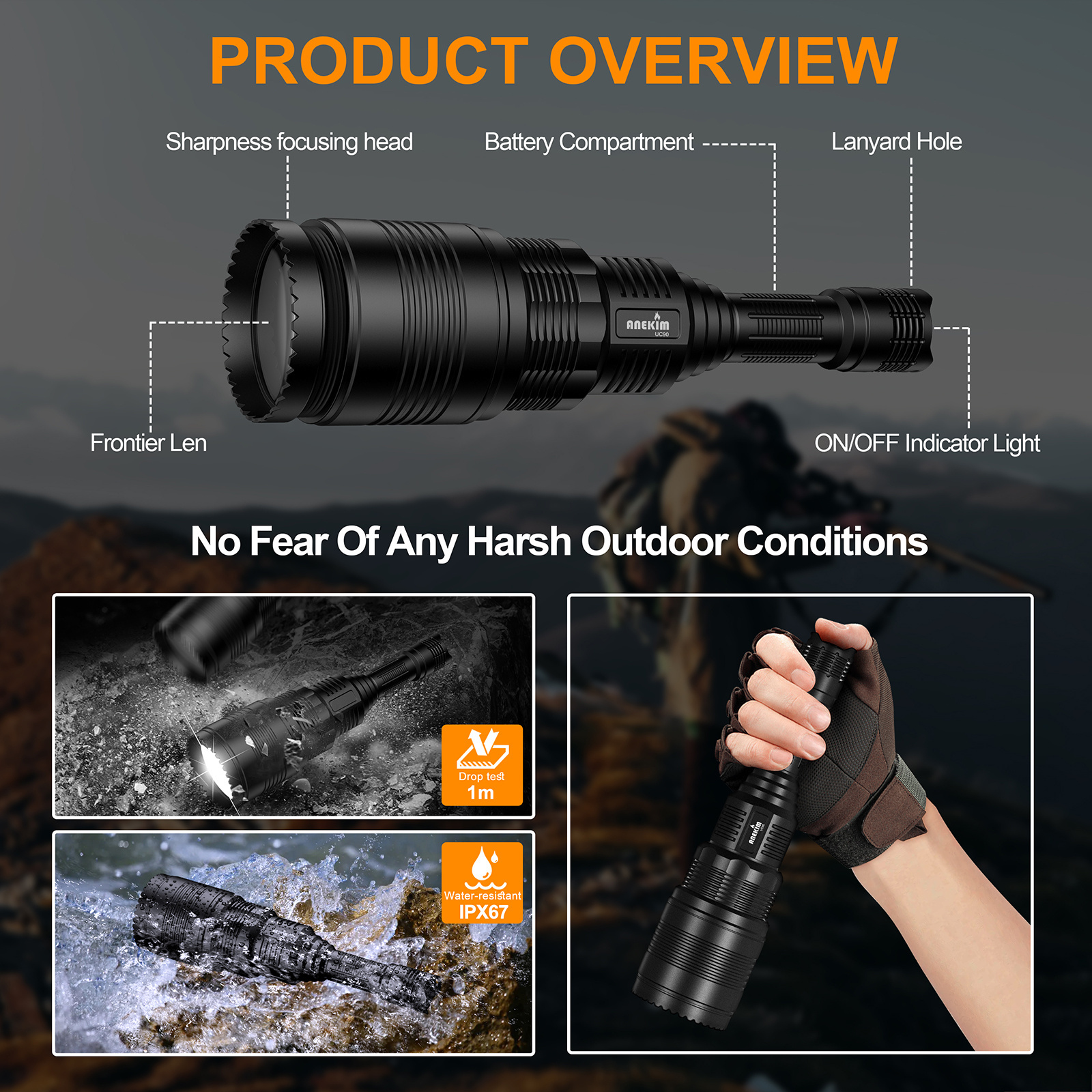 ANEKIM UC90 Green Hunting Light Kit, Predator Light for Tactical Flashlight for Hog Coyote and Varmint Night Hunting