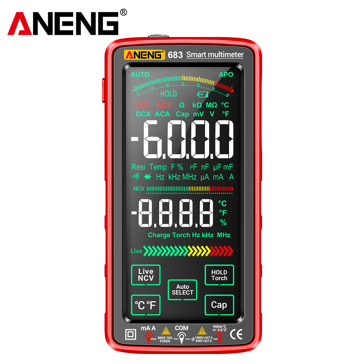 ANENG 683 High-end Touch Smart Multimeter 6000 Counts Multimetro Test Rechargeable Multitester AC/DC Voltage Tester Current Tool