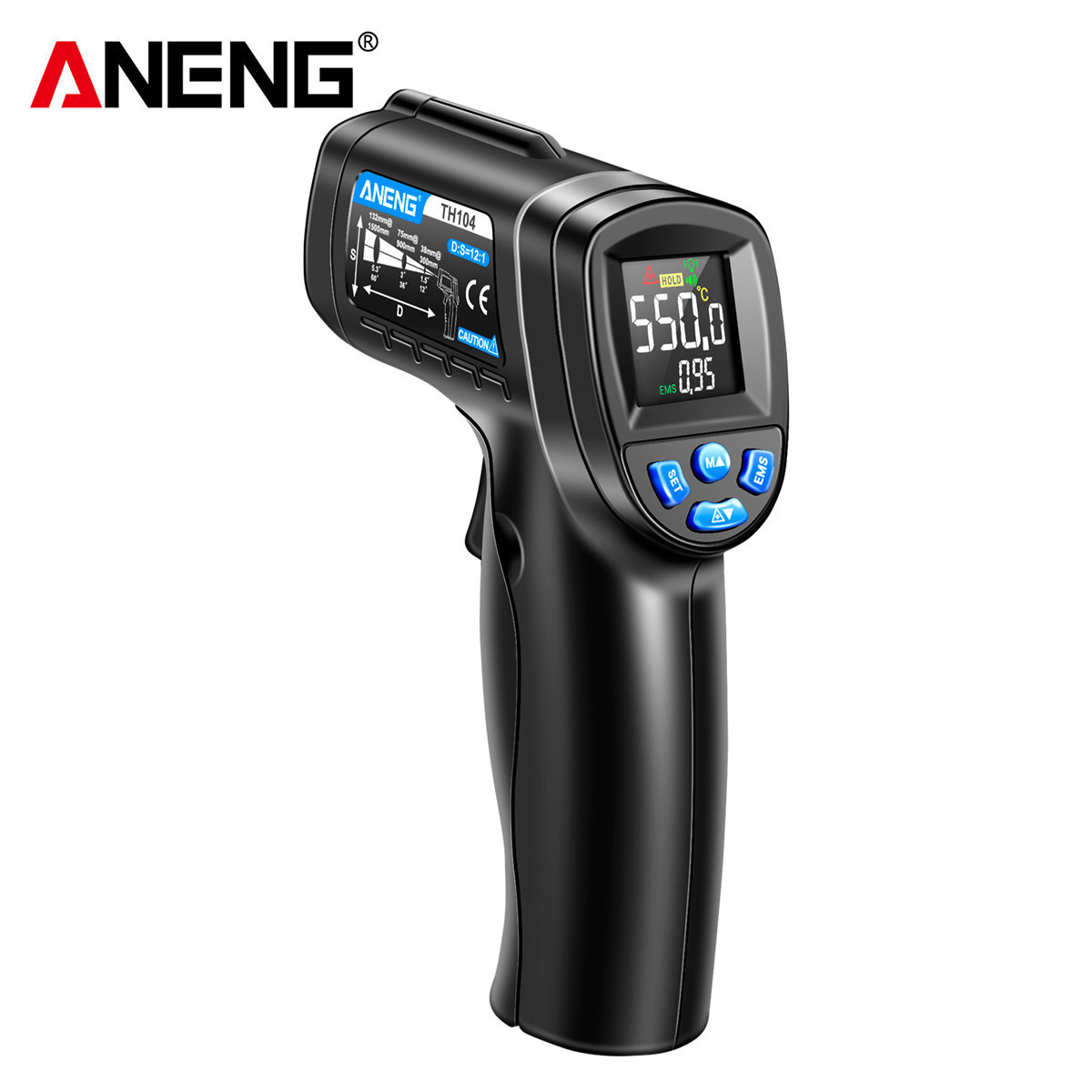 ANENG TH104 Infrared Handheld Industrial Thermometer -50~550 IR Laser Sensor VA Screen Gauge Pyrometer Tool