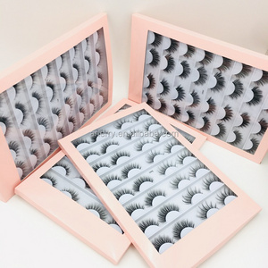 Wholesale 16 pairs lashes book 3d mink eyelashes 25mm mink lashes Faux mink eyelash custom packaging box