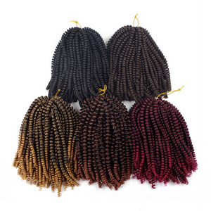 Fluffy Spring Twist Hair Extensions Black Brown Burgundy Ombre Crochet Braids Synthetic Braiding Hair 8 '' 110g nubian twist