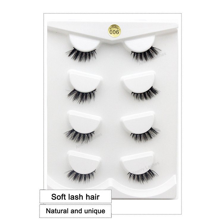 Vegan And Cruelty Free 4 Pairs Half Lashes Natural Look False Eyelashes Corner 3d Small Size Eyelashes Half False Mink Eyelashes