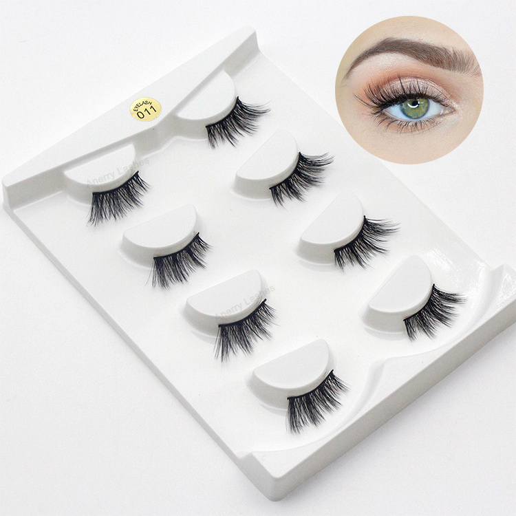 Vegan And Cruelty Free 4 Pairs Half Lashes Natural Look False Eyelashes Corner 3d Small Size Eyelashes Half False Mink Eyelashes