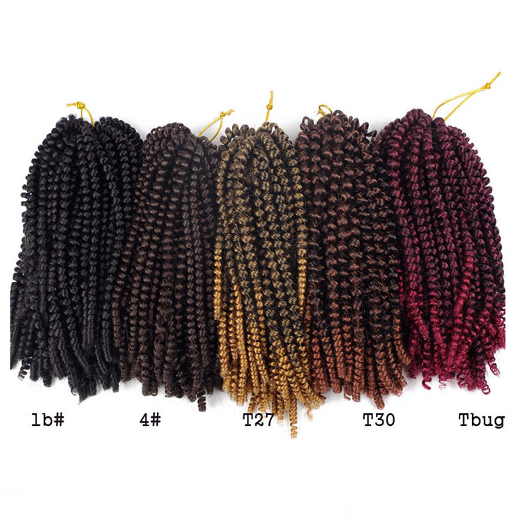 Fluffy Spring Twist Hair Extensions Black Brown Burgundy Ombre Crochet Braids Synthetic Braiding Hair 8 '' 110g nubian twist