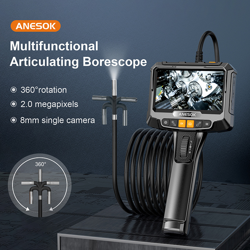 360 Degree Rotation 4.5 Inch IPS Aircraft Engine Borescopes 6mm Waterproof Snake Bending Endoscope Articulating Video Borescope