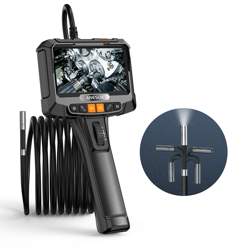 ANESOK S10 Two-Way Articulating Borescope Articulated Snake Camera for Automotive Aircraft Detection 360 Degree 5.0 Screen 1080p