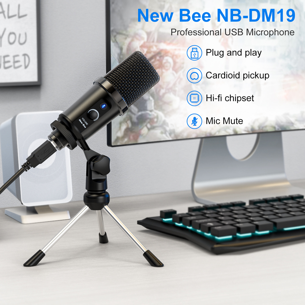 New Bee Studio PC Microphone Podcast Recording Gaming unf Table Microphone usb Condenser Microphone