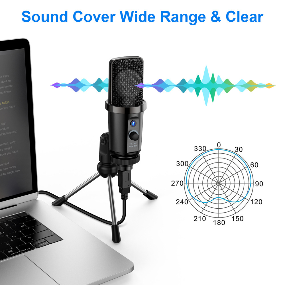 New Bee Studio PC Microphone Podcast Recording Gaming unf Table Microphone usb Condenser Microphone