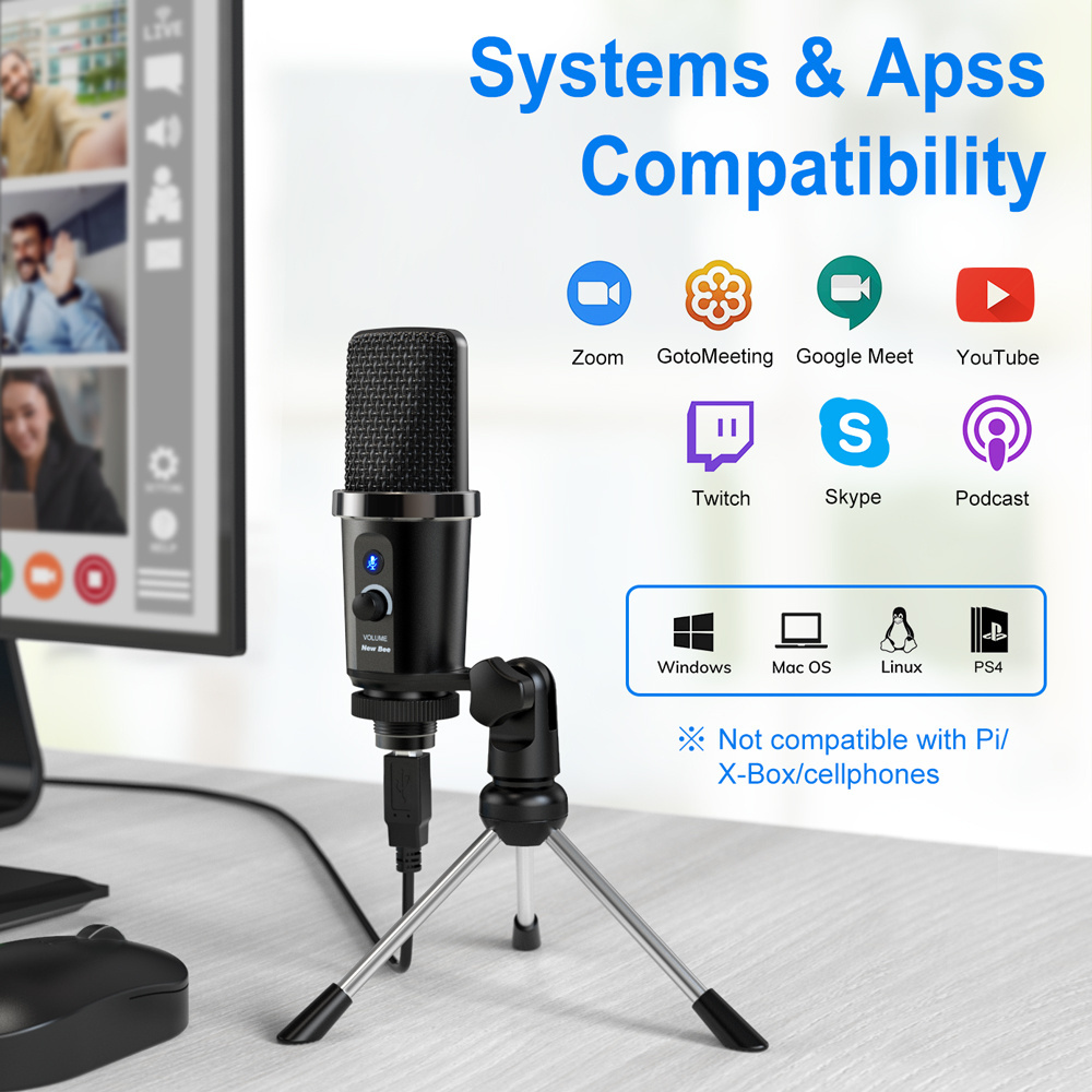 New Bee Studio PC Microphone Podcast Recording Gaming unf Table Microphone usb Condenser Microphone