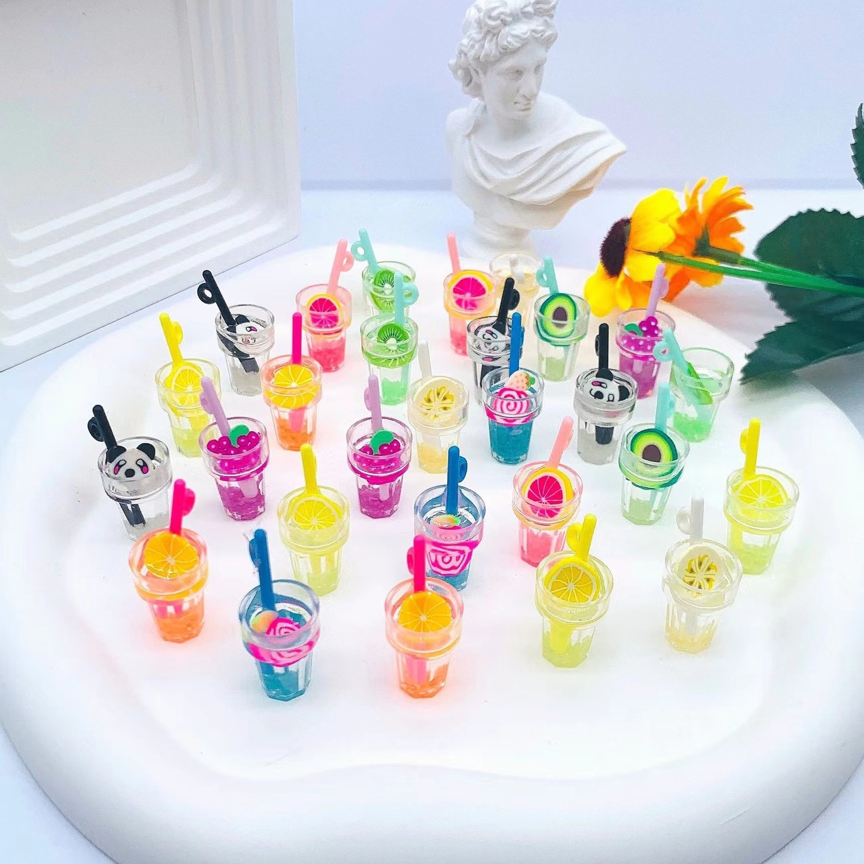 Imitation Summer Fruit drink cup Resin Accessories Glue Dripping Mobile Phone Case Decorative Patch DIY Material Toy