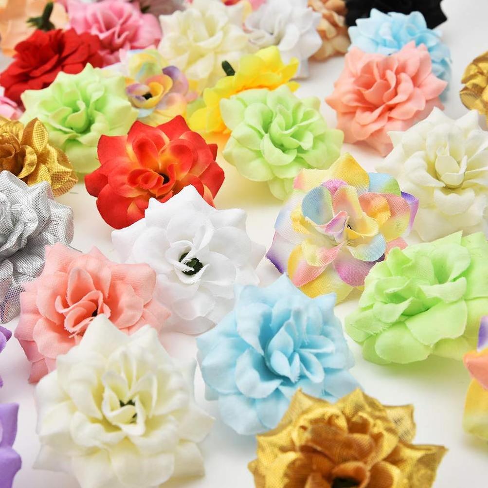 4.5cm Fake Flower Heads Wholesale Peony Daisy Artificial Flower Home Party Decorative Wreaths DIY Head Cheap Craft Wedding Decor