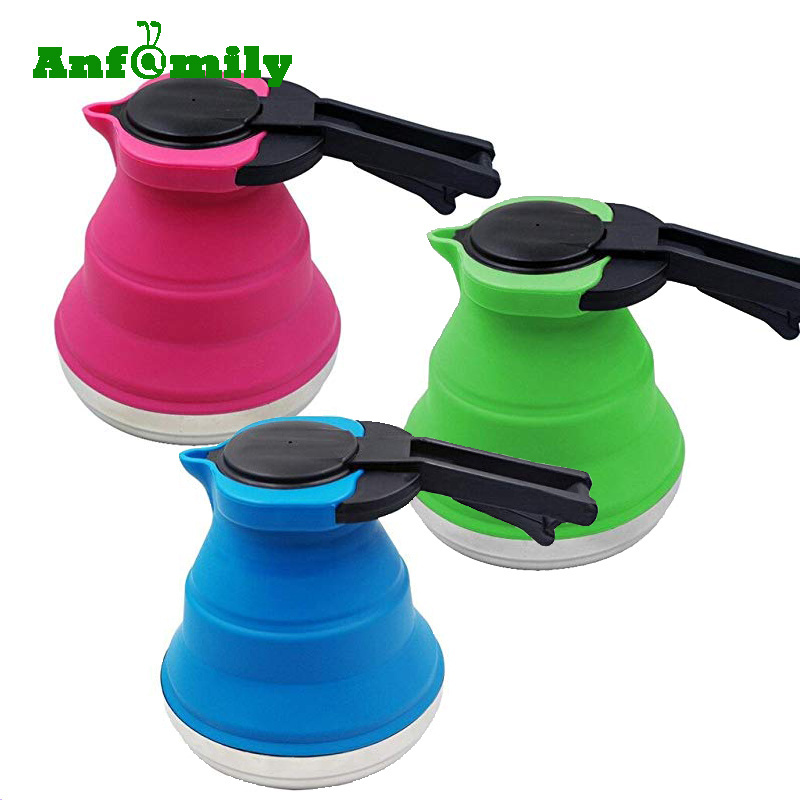 Portable Folding Silicone Water Outdoor Kettle Coffee Travelling Hiking Kettle Pot Tools Tea Kitchen Camping