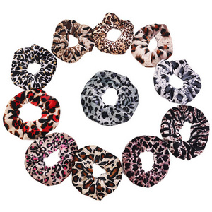 Wholesale Leopard Hair Scrunchies Velvet Elastic Animal Print Scrunchies Hair Ties Hair Bands for Women and Girls