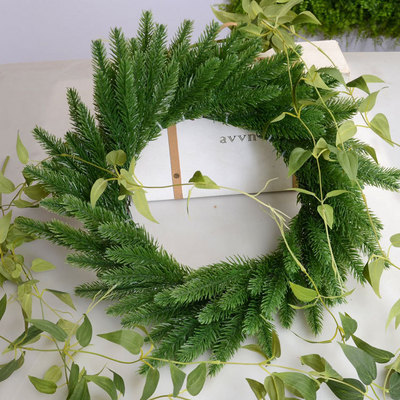 Artificial Pine Branches Green Plants Pine Needles Spray Greenery Stems for Christmas Winter Wedding Garden Decoration