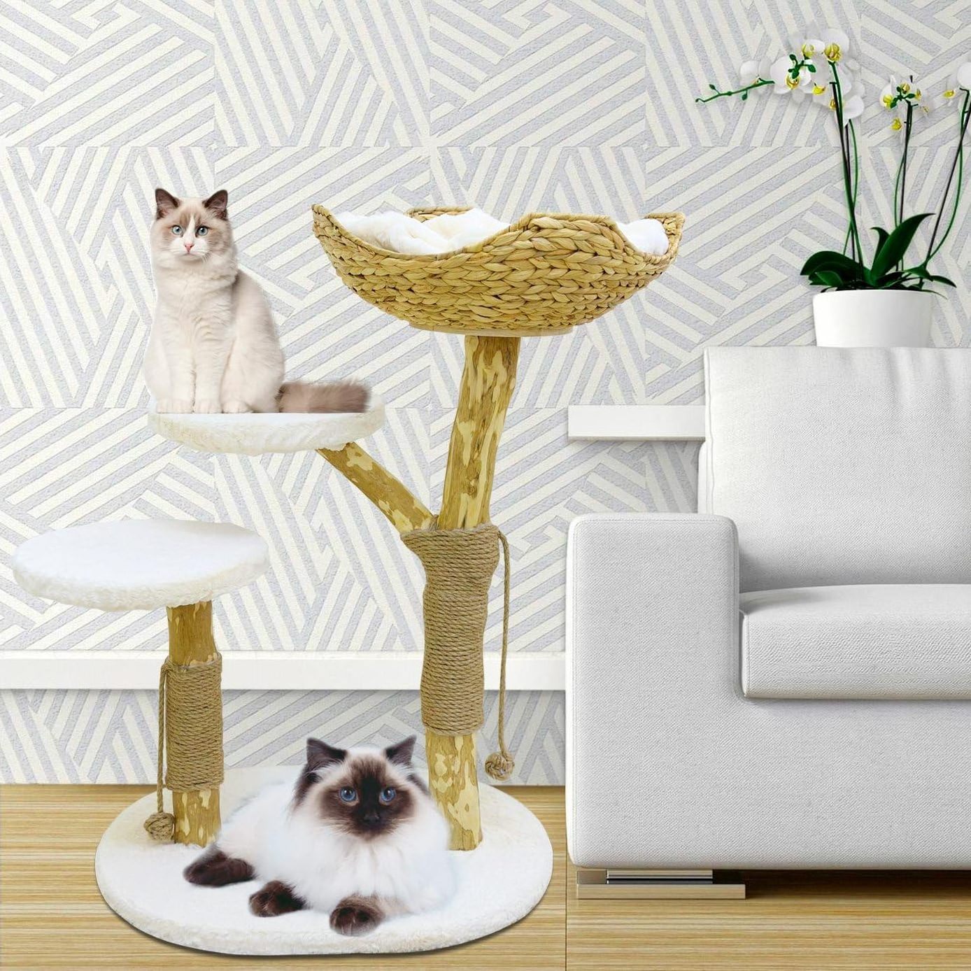 Wholesale Modern Large Sisal Castle Cat Tree Sustainable Pet Scratcher Wood Condo Furniture Tower for Big Cats