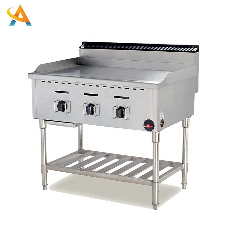 restaurant stainless steel gas griddle/ commercial table top 1/3 grooved,2/3 flat griddle grill