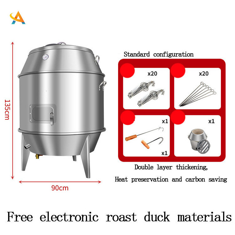 80/90/100Cm Stainless Steel Charcoal Roast Duck Oven Wood Charcoal Pig Roaster Chinese Roast Duck Oven