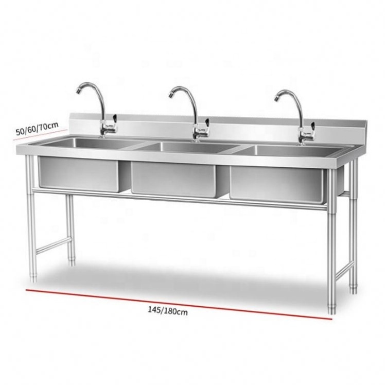 High quality Stainless Steel Commercial Kitchen MOP Sink Professional Work Table Used Food Bench Table Sink