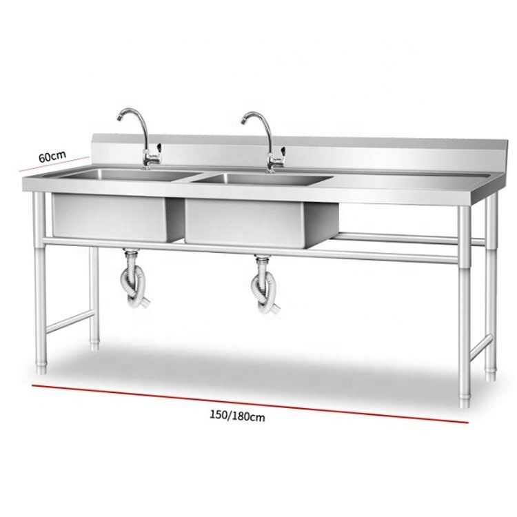 High quality Stainless Steel Commercial Kitchen MOP Sink Professional Work Table Used Food Bench Table Sink