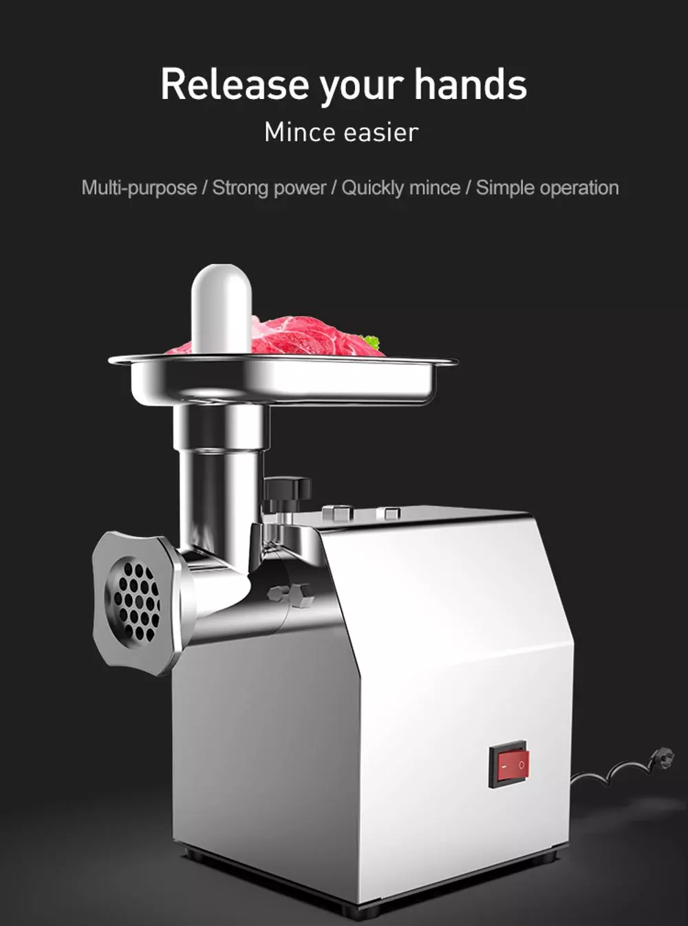 Commercial  Heavy Duty Electric Meat Grinder with Sausage Stuffer Tubes meat mincer