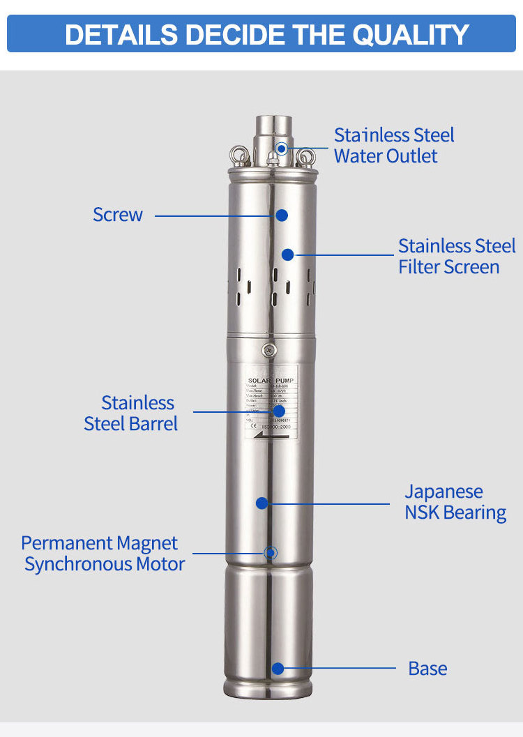 Complete Kit Stainless Steel Deep Well Submersible Solar Water Pump For Agricultural Irrigation