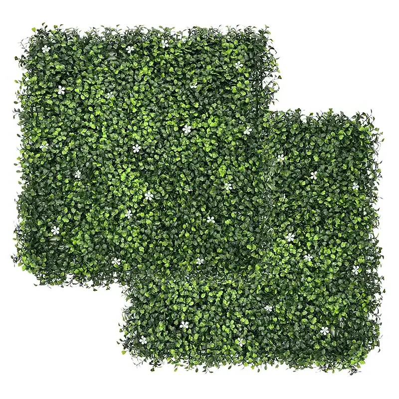 Garden Home Wall Faux Backdrop Green Mixed Leaves Vertical Artificial Grass Wall With Flower For Decoration