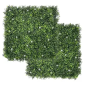 Garden Home Wall Faux Backdrop Green Mixed Leaves Vertical Artificial Grass Wall With Flower For Decoration