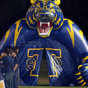 Custom high quality Outdoor Giant Run Through Sport Entrance Tiger Head Mascot Tunnel,Athlete Inflatable Tiger Football Tunnel