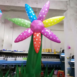 Inflatable Flowers Colorful Artificial Plant Green Pot Stand 3D Giant Advertisement Decoration Toys for Wedding Party Stage Club