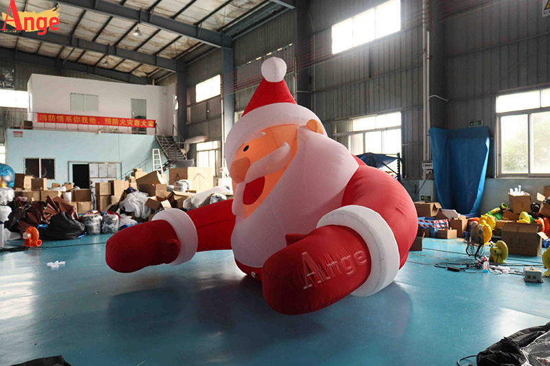 Giant LED light inflatable Santa lying on the ground for Christmas event decoration