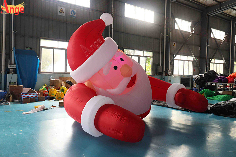 Giant LED light inflatable Santa lying on the ground for Christmas event decoration