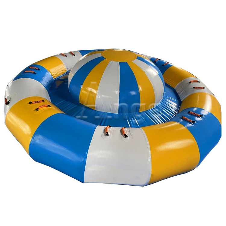 Outdoors water towable boat inflatable yellow duck boat floating couch water sofa water ski boat