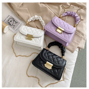 Korean Diamond Lattice Women's Messenger Small Square Chain Bag China Wholesale PU Ladies Shoulder Bag