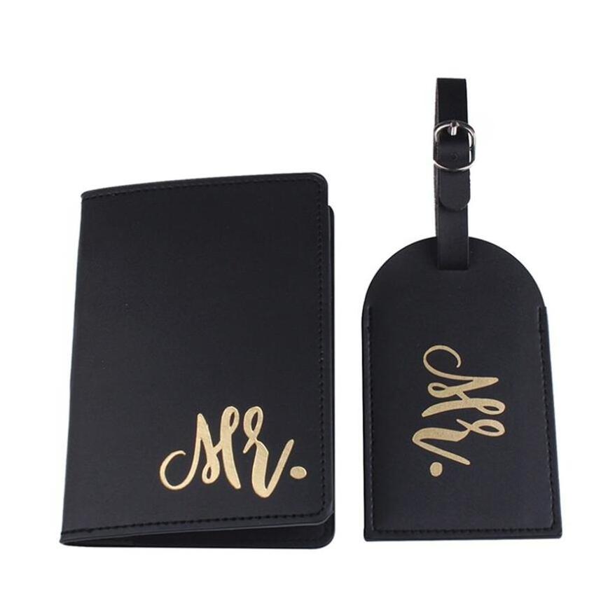 Hot selling Pu leather Mr and Mrs passport holder & and luggage tag