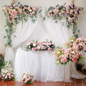 Wedding Pink series Artificial Rose Flower Wall Hotel Wedding Background Decoration