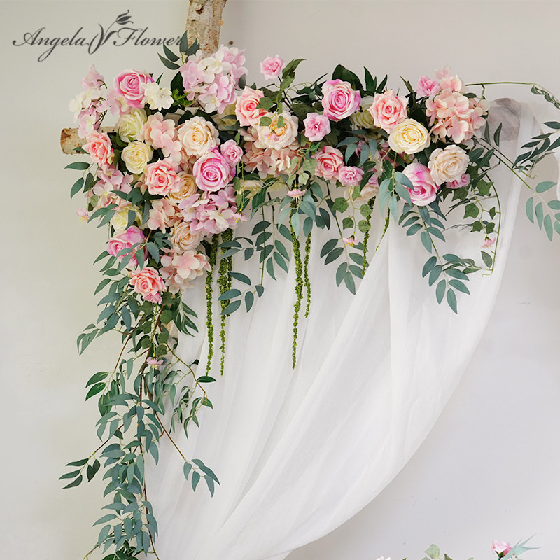 Wedding Pink series Artificial Rose Flower Wall Hotel Wedding Background Decoration