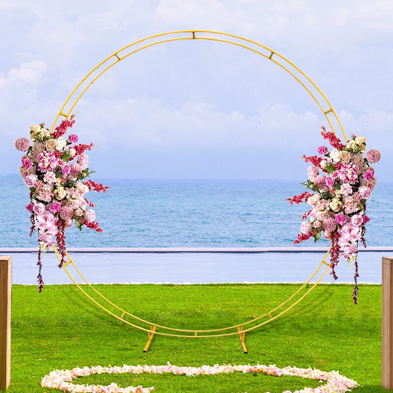 Wedding props arch party backdrop iron flower stand double round ring arch frame decorative free shipping