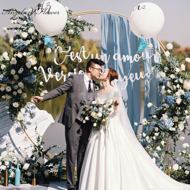 Wedding props arch party backdrop iron flower stand double round ring arch frame decorative free shipping