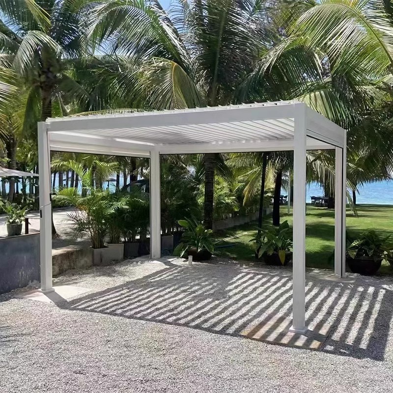 Opening Louver Roof Motorized Sunshade 12x12 Garden Aluminium Gazebo Outdoor White Pergola With Roof Pavilion