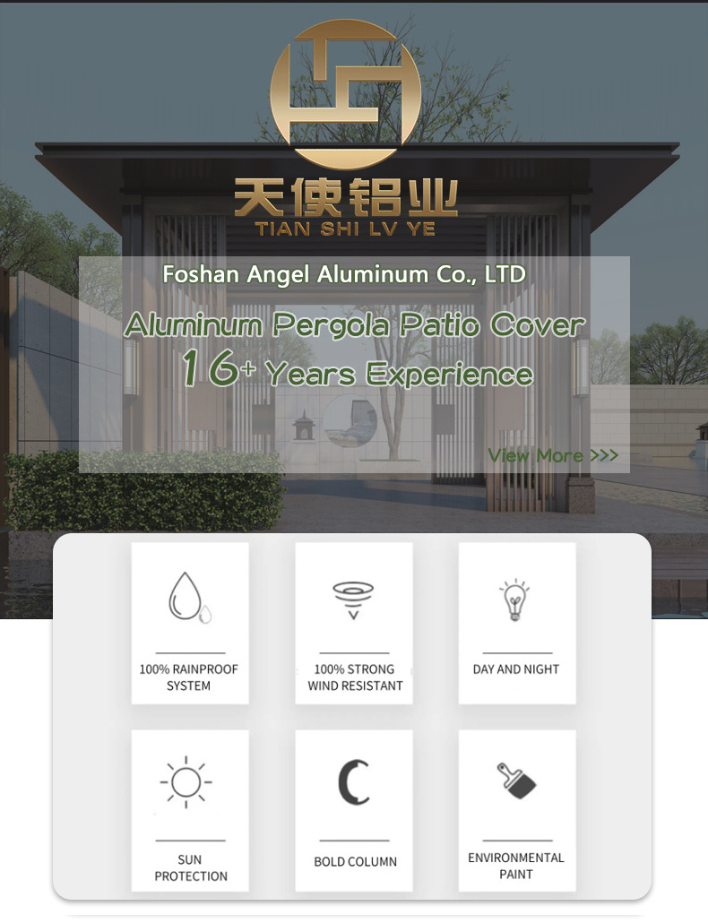 Garden Building Aluminum Pergola Roof Louver Garden Pavilion Gazebo Outdoor 3x4 With Glass Sliding Door