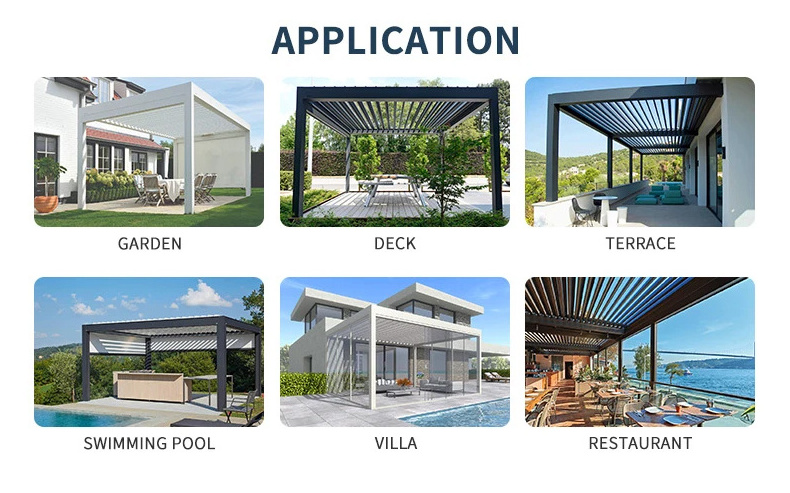 Garden Building Aluminum Pergola Roof Louver Garden Pavilion Gazebo Outdoor 3x4 With Glass Sliding Door