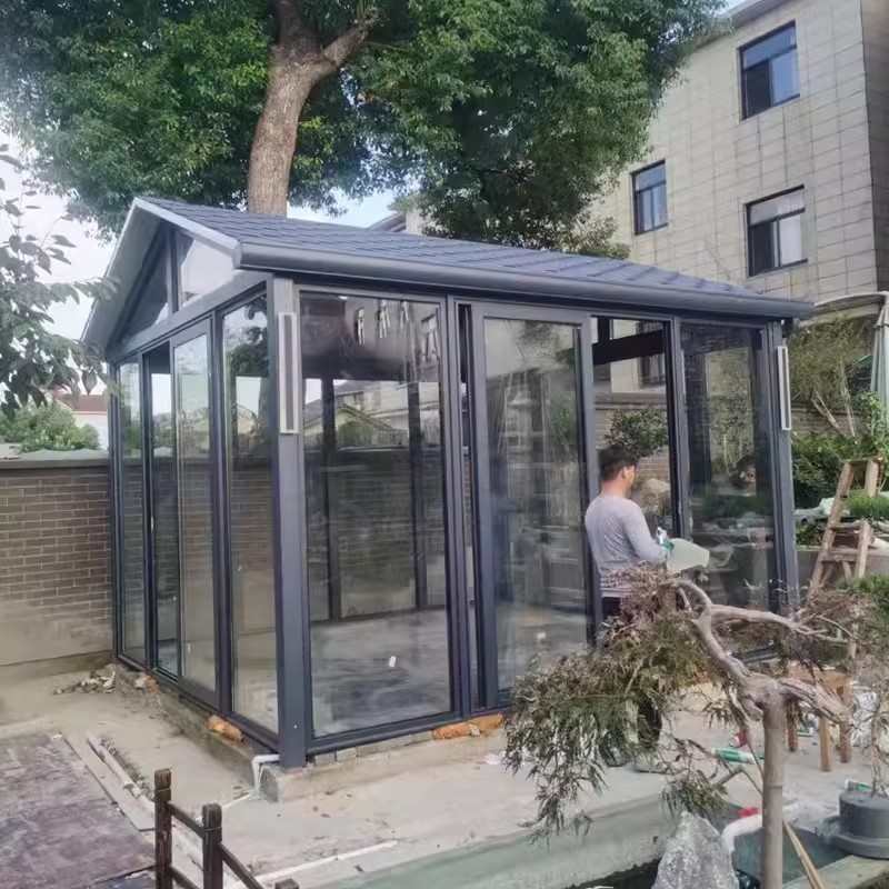 Prefabricated Winter Garden Patio Enclosure Modern Glass House Free Standing 4 Seasons Sun Room Aluminum Sunroom