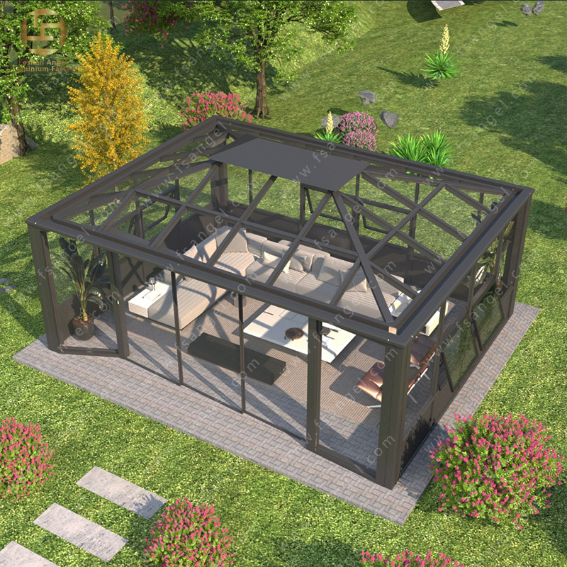 Modern Insulated Aluminum Frame Solarium Wholesale Price Prefab Glass Sunroom For 4 Season