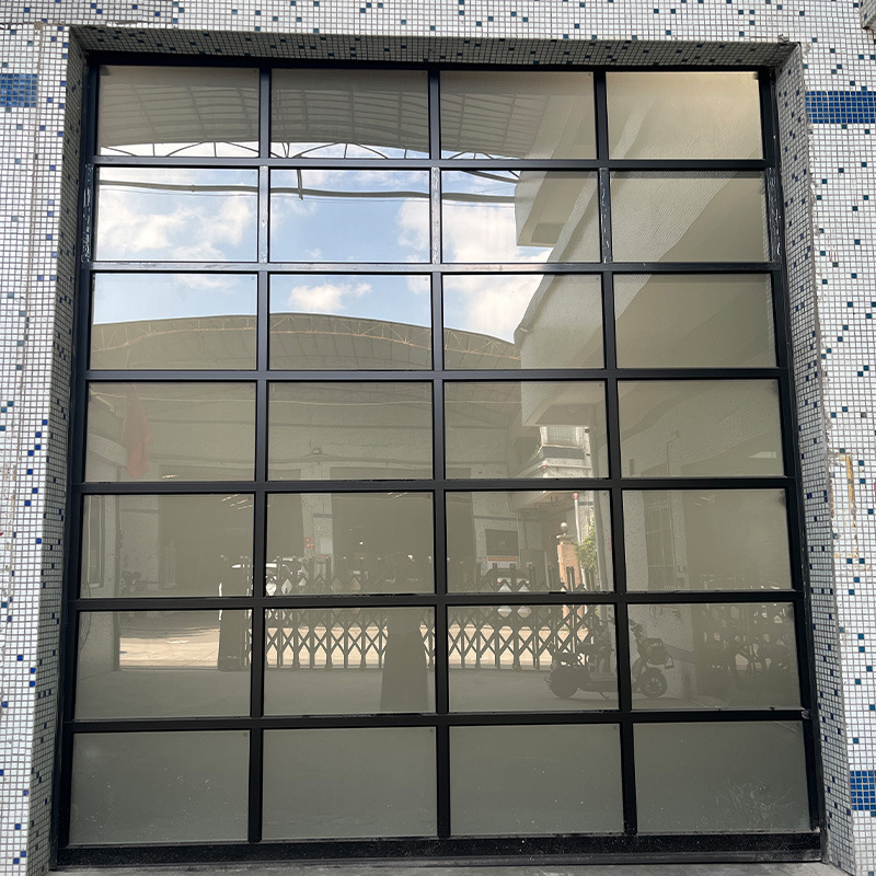 Custom 16x8 8x7 New design modern aluminum tempered full view glass garage door price mirror plexiglass panel garage doors