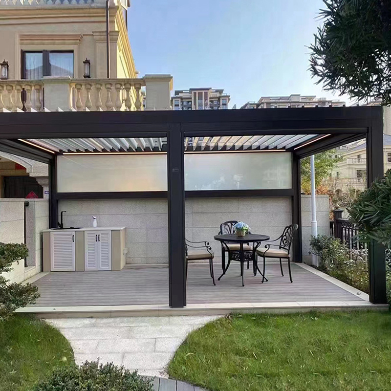 Customized Opening Louver Roof Motorized Sunshade 12x12 Garden Aluminium Gazebo Outdoor Pergola Pavilion With Roof