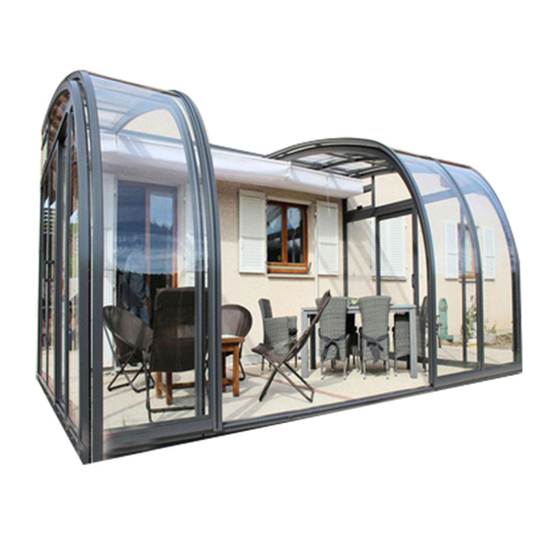 Retractable Roof Glass Sunroom Sliding Roof Pool Enclosures Glass House Aluminum Conservatory Glass Veranda