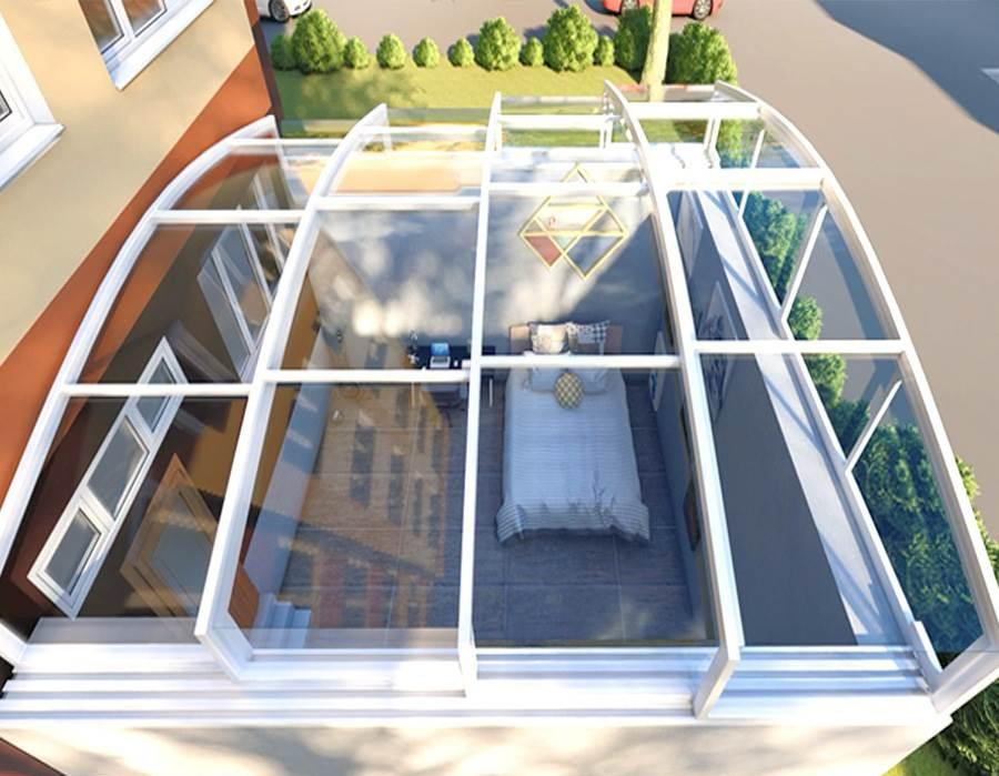 Retractable Roof Glass Sunroom Sliding Roof Pool Enclosures Glass House Aluminum Conservatory Glass Veranda