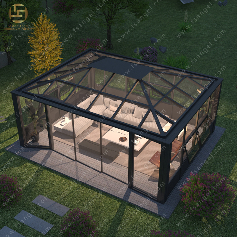 Modern Insulated Aluminum Frame Solarium Wholesale Price Prefab Glass Sunroom For 4 Season